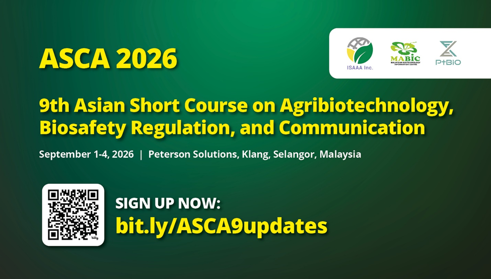 ISAAA and MABIC Announce 2026 Asian Short Course in Malaysia