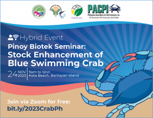 Pinoy Biotek Seminar: Stock Enhancement of Blue Swimming Crab
