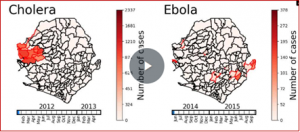 Incubation periods impact the spatial predictability of cholera and Ebola outbreaks in Sierra Leone