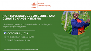 Join CGIAR Gender Equality Initiative, HER+ for a High-Level Dialogue on Gender and Climate Change in Nigeria, Abuja