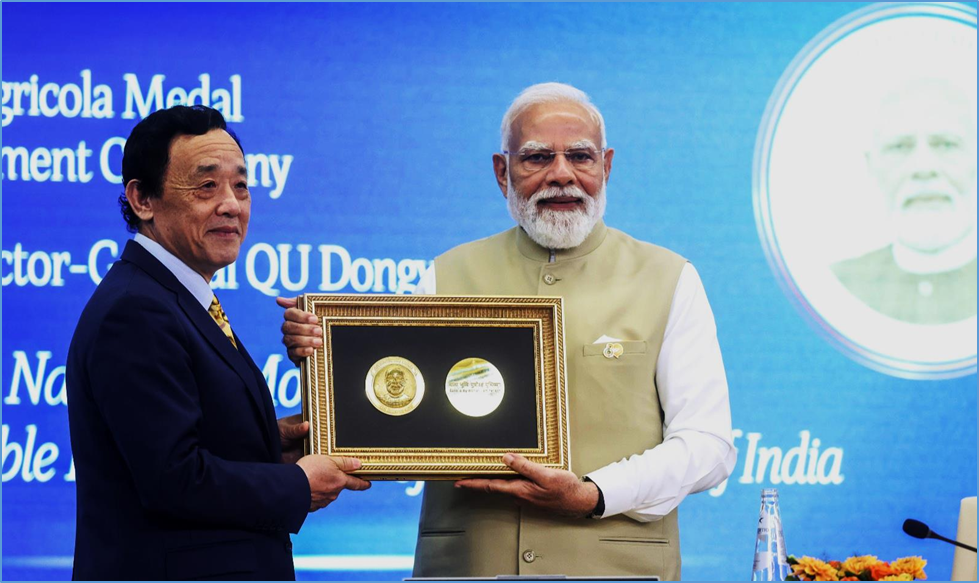 FAO Director General honours India&rsquo;s Prime Minister Narendra Modi with FAO&rsquo;s prestigious Agricola Medal